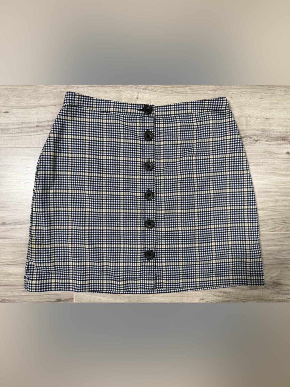 Abercrombie & Fitch Navy Plaid Button-Front Mini Skirt